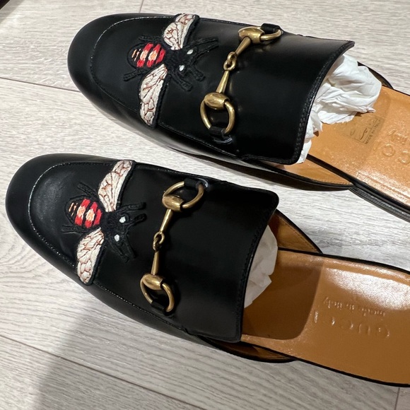 Gucci Horsebit Bee Leather Mules - Men Black 8.5 IT - Picture 2 of 7